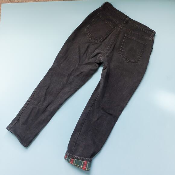Land's End Vintage Washed Black Flannel Lined Straight Leg Jeans Size 12 Cotton - Picture 9 of 9